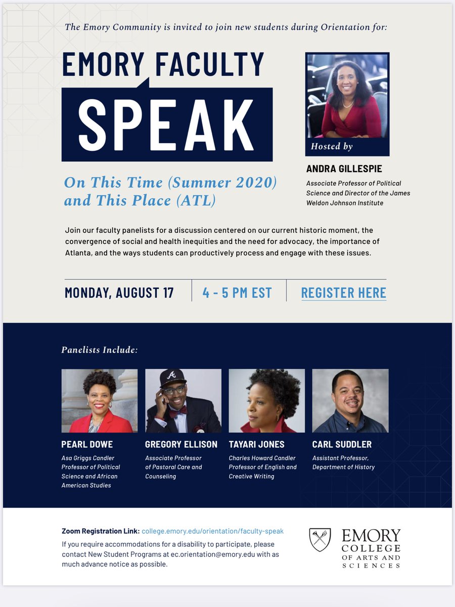 Prof_Suddler's tweet image. Looking forward to this conversation with my @EmoryUniversity colleagues. FA2020 is officially underway. #whatsummer