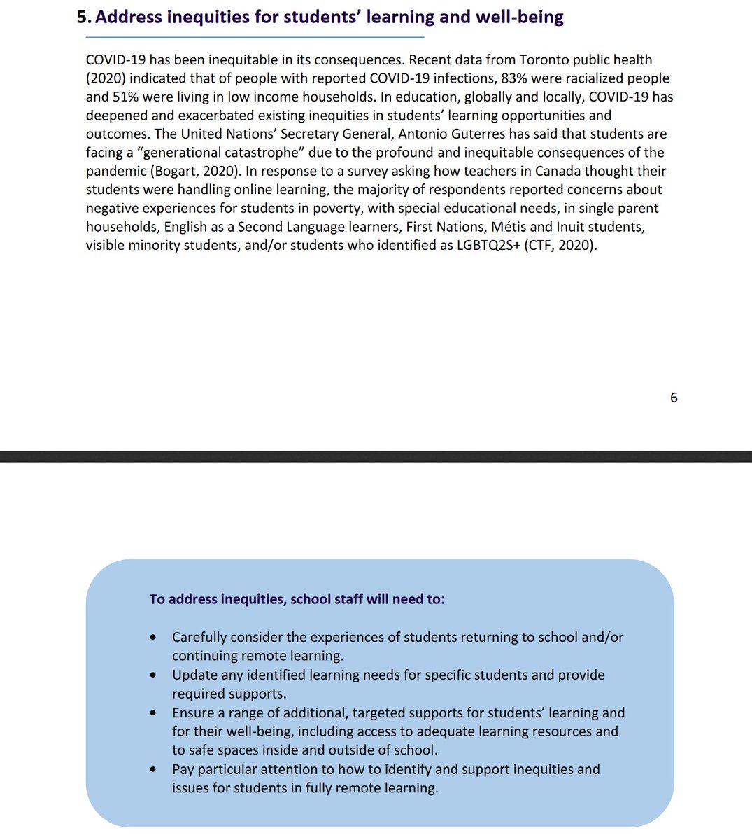  #GentleReturn Consideration 5: Address inequities for students' learning and well-being https://www.oise.utoronto.ca/preview/lhae/UserFiles/File/Gentle_Reopening_of_Ontario_Schools-2020.pdf #OntEd  #BackToSchool  #SafeSeptember /6