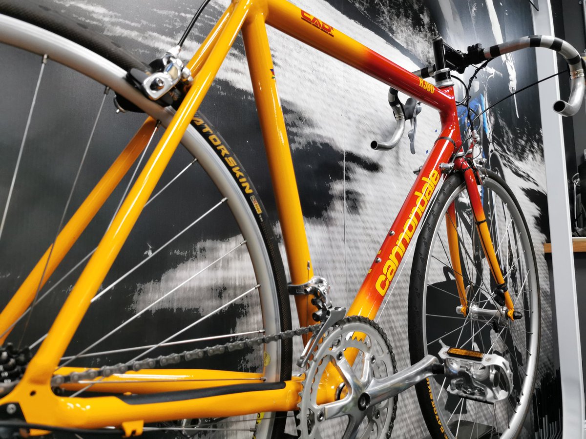 offcambercycles's tweet photo. A mint cannondale CAD2 R300. What year is it? We think maybe 1997??
This one had spent most of its life untouched in a dusty garage... Having been cleaned up and rebuilt it looks to be in amazing condition!
#offcambercycles #workshop #cad2 #cannondale #retrobike #90s #cipollini https://t.co/EU58wjkk30