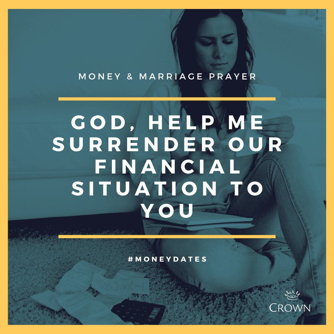 CrownUpdates's tweet image. When working through finances with your spouse, it's important to pray individually and together over your financial situation. Simple prayers like this one, are a great way to start to prepare your heart and give control to God!

#thrivingintheunexpected #stewardship #moneydates