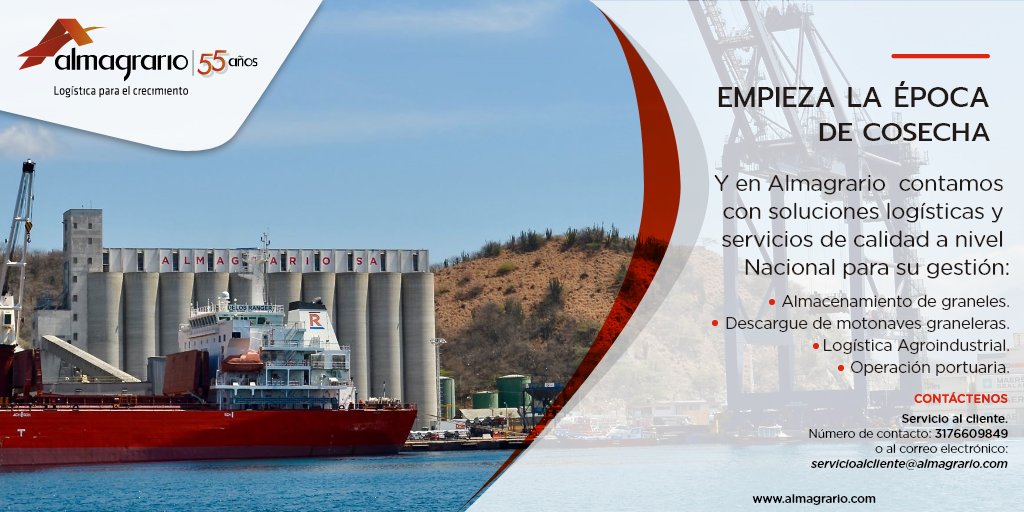 almagrario's tweet photo. Empieza la época de cosecha, y en #Almagrario contamos con soluciones logísticas y servicios de calidad a nivel nacional para su gestión.
https://t.co/QWaRzeqsx3
#Logistica #Innovacion #Agro #Colombia #ColombiaProgresa #CompraColombia #cosecha
#FelizMartes #Agosto2020 https://t.co/Oy0LgCS9hZ