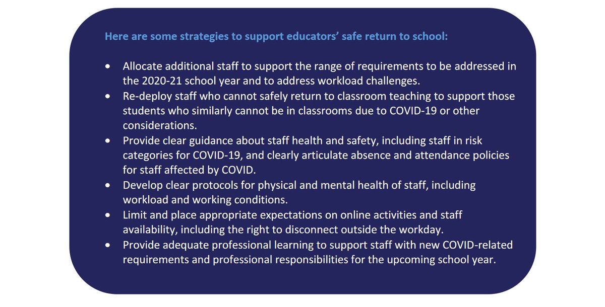  #GentleReturn Consideration 7: Protect the adults https://www.oise.utoronto.ca/preview/lhae/UserFiles/File/Gentle_Reopening_of_Ontario_Schools-2020.pdf  #OntEd  #BackToSchool  #SafeSeptember /8