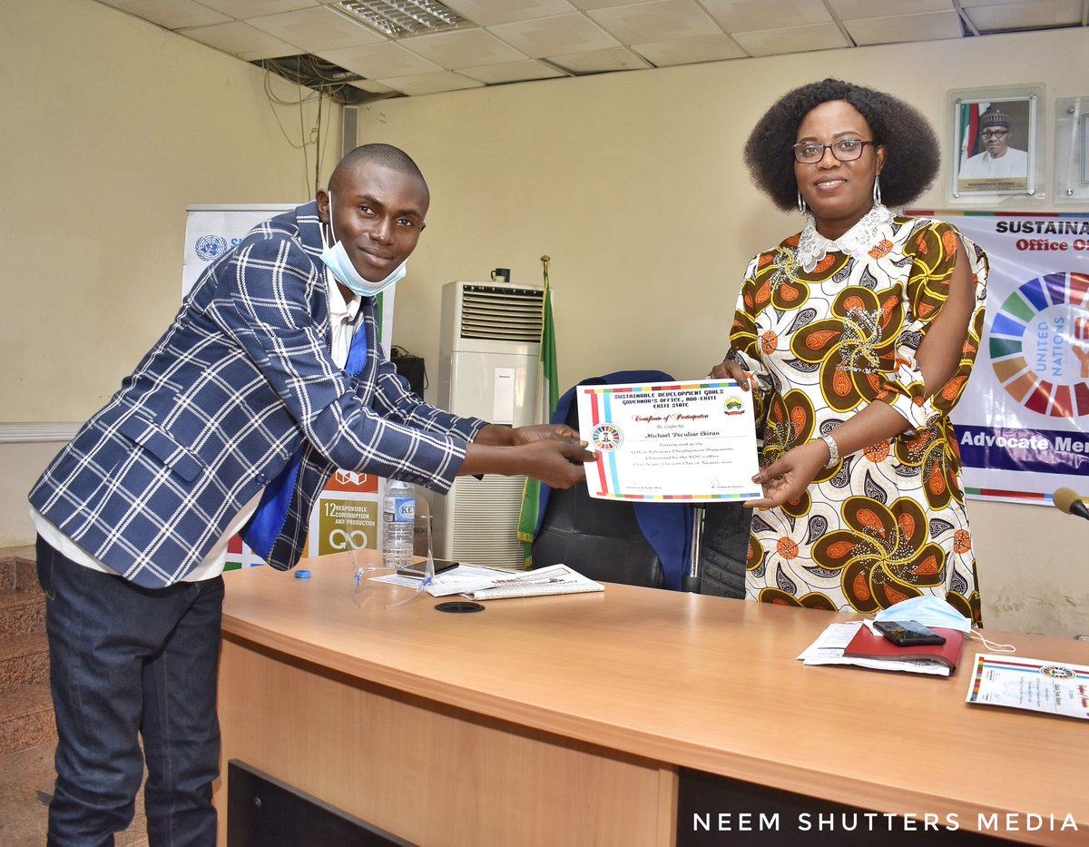 neemshutters's tweet photo. Certificate of Merit presented to @sdgsekitistate Youth Advocates by @FagboyoM 
To @MichaelPeculiar
@SedabImpact

@kfayemi 
@bisiafayemi 
@ConnectSDGs 
@ekitistategov 
@Discover_Ekiti 
@Ekiti2theworld 
@EyaEkiti 
@AUYouthProgram 
@UNYouthEnvoy https://t.co/l2o1q2L2Sz