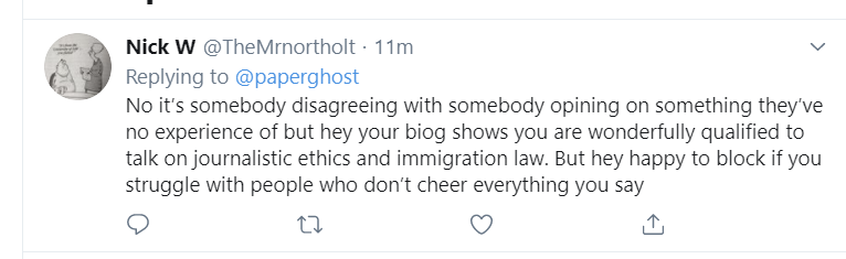 visatweetwd's tweet photo. @TheMrnortholt @paperghost i pretend to be a dog because it amuses me but i'm breaking character to let you know you just told one of the most well known experts on here for spouse visas and visa issues generally he knows nothing about immigration law. spoiler: lots of lawyers and JCWI people follow him https://t.co/CX2ZR2WiBQ