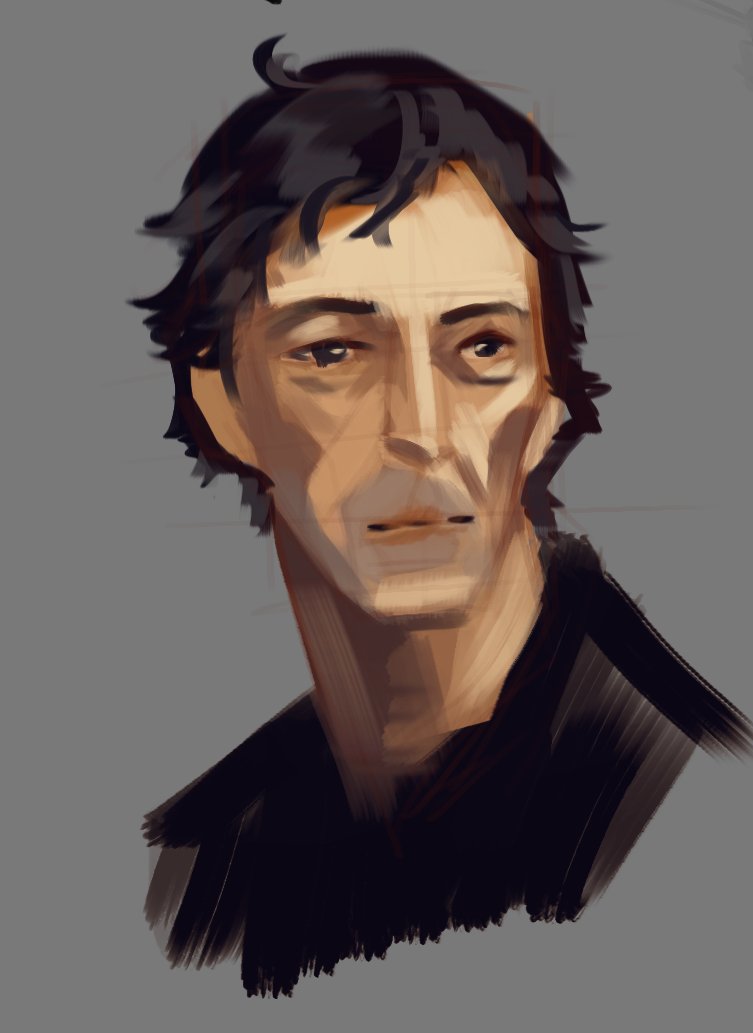 Real_Xiphor's tweet image. A quick 15 minute photo study of a picture from Pinterest that I did a couple days ago on stream. Restraining the time to force myself to make some bolder decisions with shapes and brush strokes. 
#painting #headstudy #photostudy #digitalart