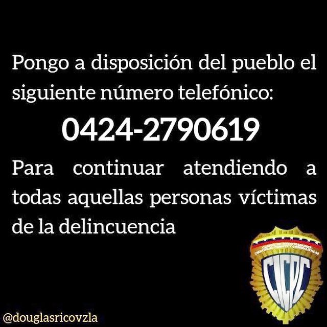 Como Director de la Policía Científica habilito el siguiente número telefónico, utilizando todos los mecanismos de información posible, para que aquellas personas víctimas de la delincuencia, puedan recibir la asesoría institucional correspondiente.  #Cicpc