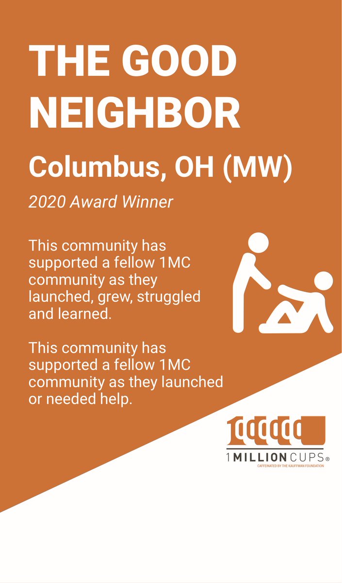 Congrats to <a href="/1MillionCupsCMH/">1MillionCups ColumbusOH</a> <a href="/1millioncupslev/">1MC Lehigh Valley</a> 1MC Bucks County and 1MC Central New Hampshire!!! 2020 #1MCOS Award Winners!! 

#1MC #1MillionCups #1MCNation <a href="/1MCNortheast/">1 Million Cups Northeast</a> <a href="/1MCMidwest/">1 Million Cups Midwest</a> <a href="/1MCWest/">1 Million Cups West</a> <a href="/1MCSouthwest/">1 Million Cups Southwest</a>