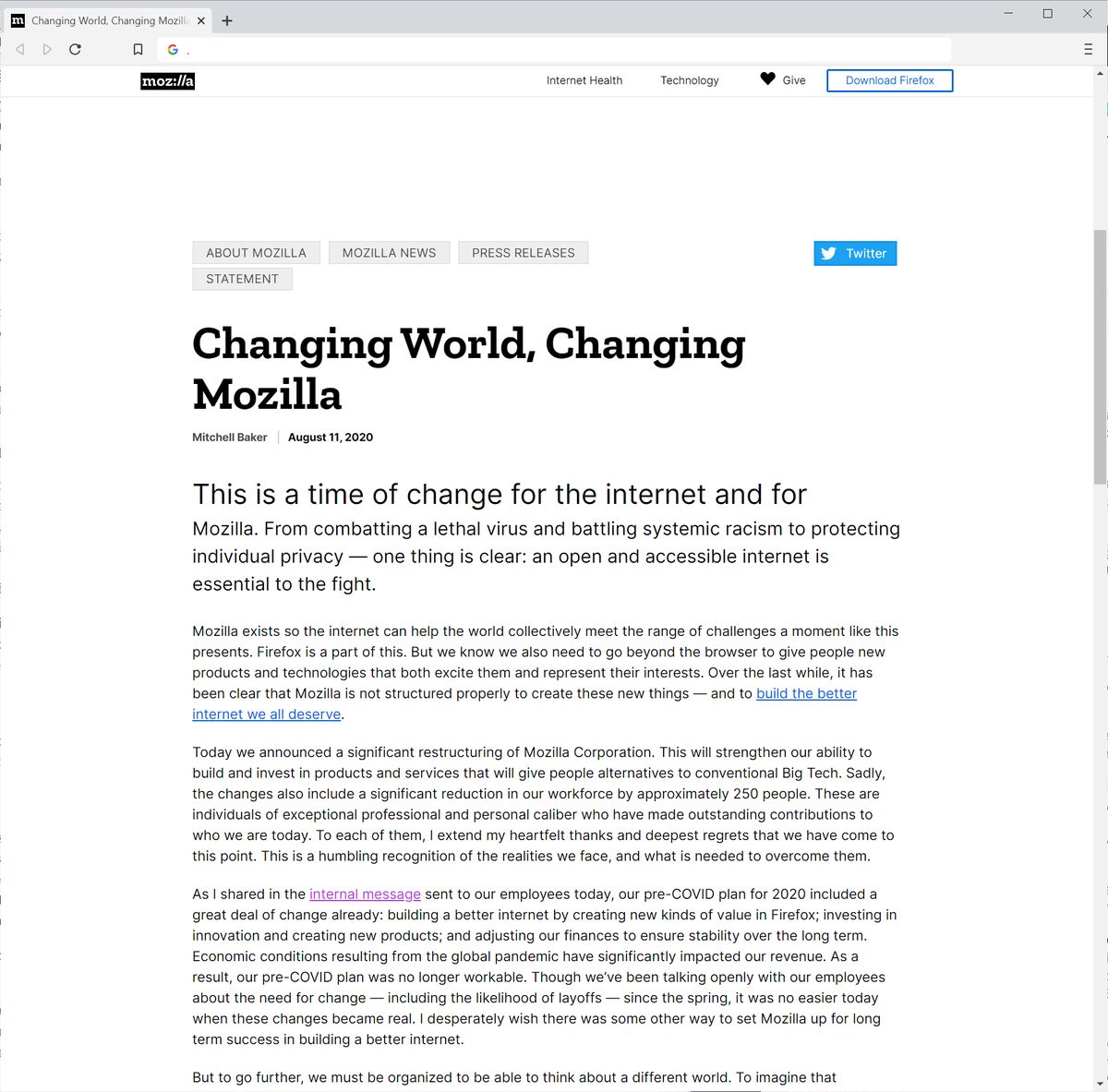 ghacks's tweet photo. Mozilla lays off 250 employees in massive company reorganization #mozilla #firefox #layoff

https://t.co/V1k6eIZEy0 https://t.co/I5JJda7B2F