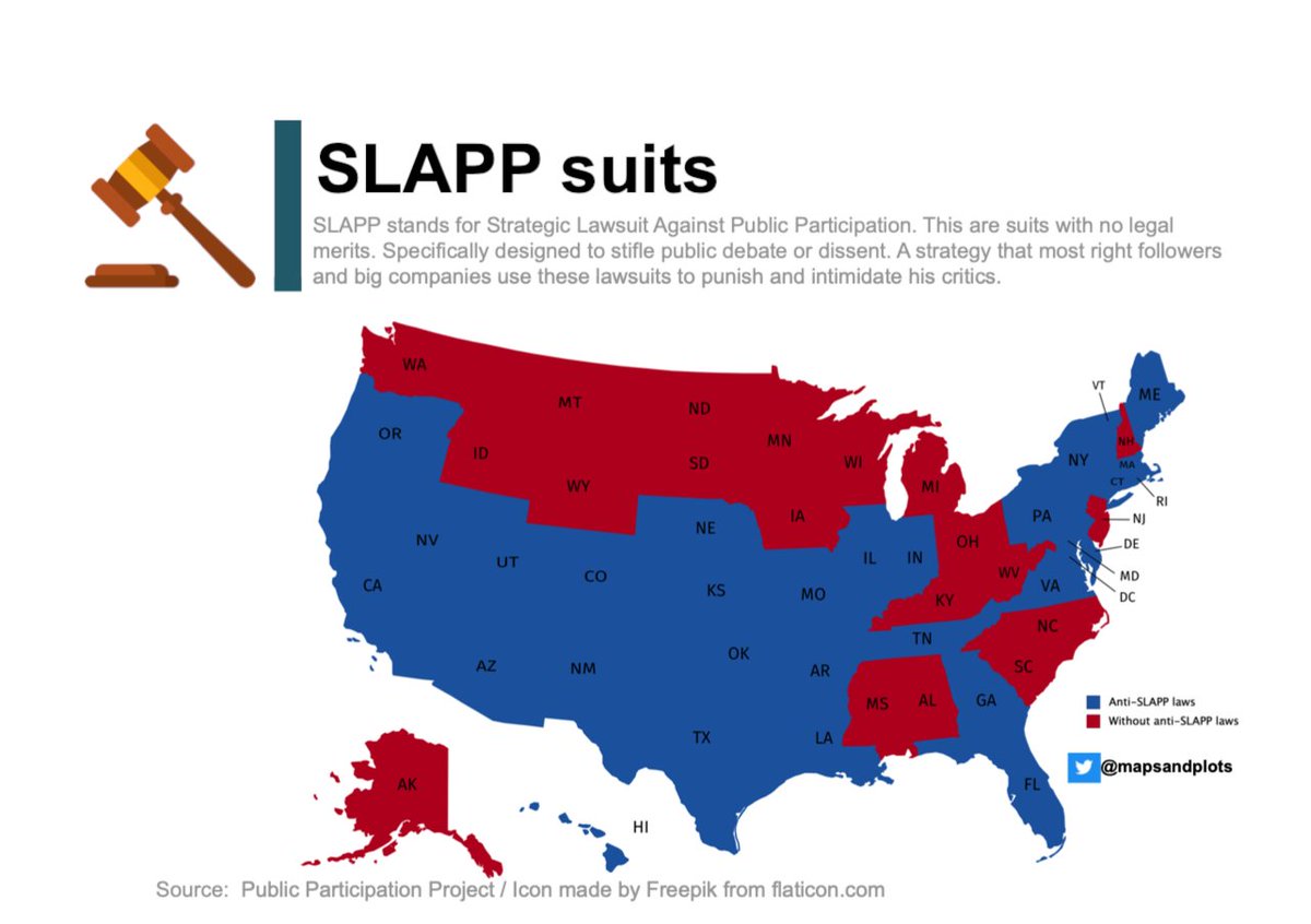 maps & plots (@mapsandplots) on Twitter photo SLAPP is a lawsuit inteded to censor, intimidate, and silence critics by burdening them with the cost of a legal defense until they abandon their criticism or opposition. Strategy that big companies and far right parties use. #mapsandplots SLAPP is a lawsuit inteded to censor, intimidate, and silence critics by burdening them with the cost of a legal defense until they abandon their criticism or opposition. Strategy that big companies and far right parties use. #mapsandplots
