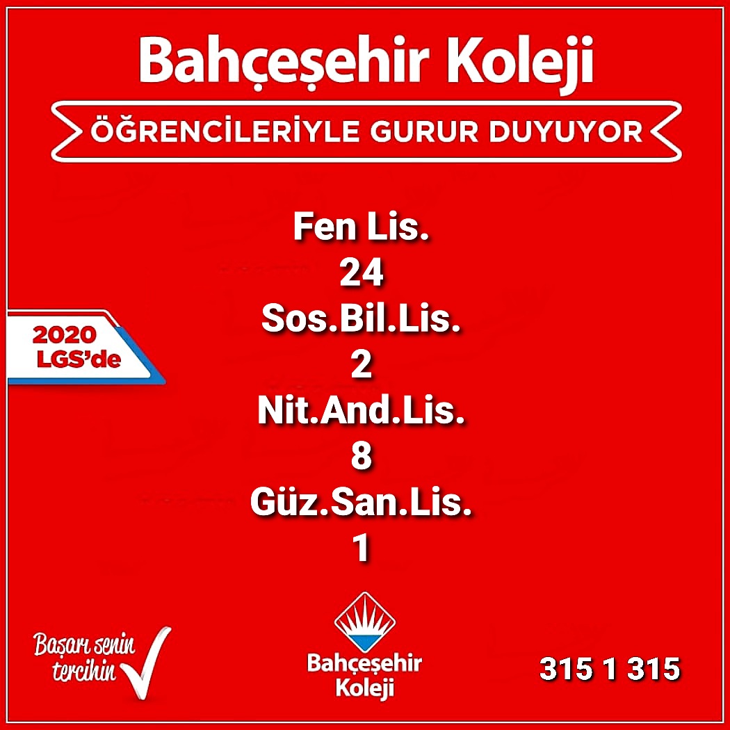 R_Ereriskin's tweet photo. GURURLUYUZ 🌟
2020 LGS İlk yerleştirme sonuçlarına göre büyük başarı gösteren öğrencilerimizi, emeklerinden dolayı öğretmenlerimizi ve velilerimizi tebrik ediyoruz 👏🏻👏🏻👏🏻 
#BahcesehirliOlmakAyrıcalıktır https://t.co/cTADxTjQqT