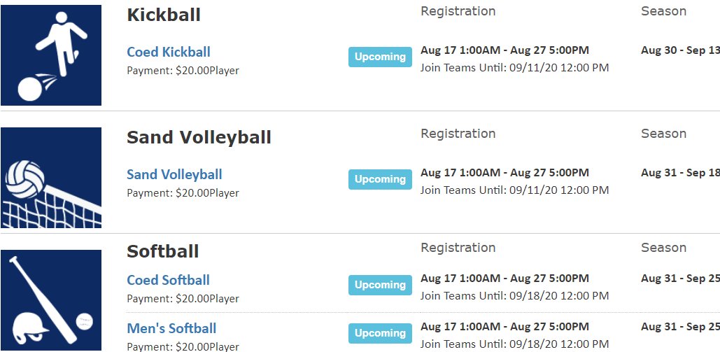 Fall Session 1 of XUIM Sports, opens on imleagues.com/Xavier on Monday 8/17-8/27