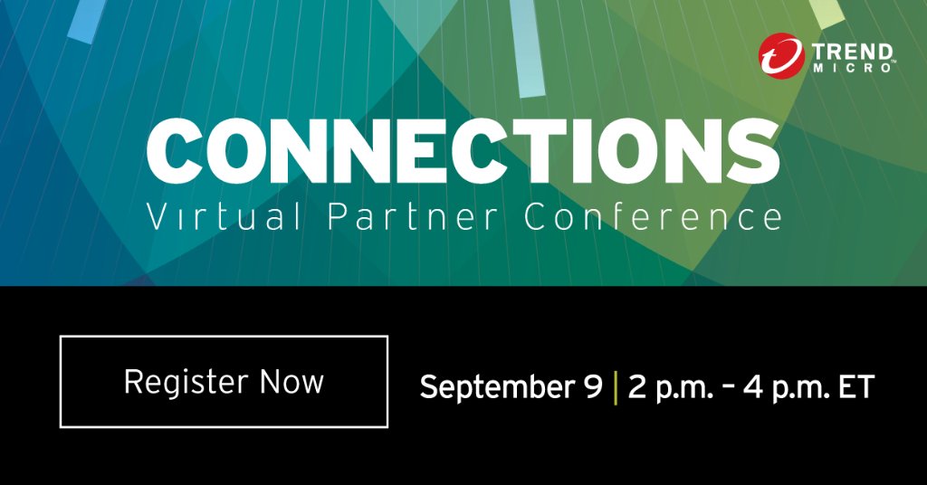 trendaisecurity's tweet image. We’re excited to bring you Connections: Realize the Power of Partnership and Innovation, an exclusive virtual event for #TrendMicroPartners featuring Trend Micro’s executives and industry speakers from AWS and Canalys. bit.ly/2Dr9LVN #TMConnections