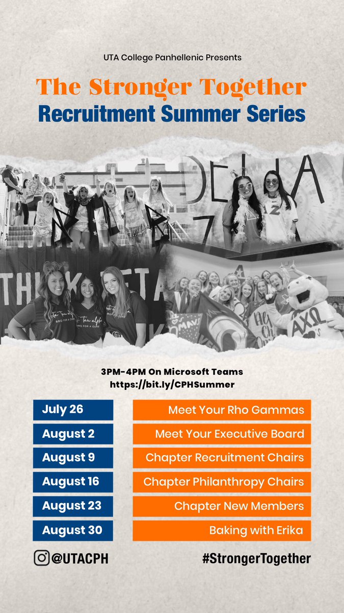 Happening every Sunday! Come join us and learn more about College Panhellenic at UTA🤩