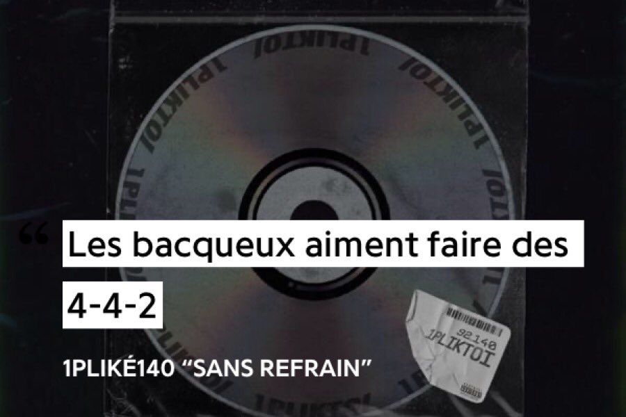 Ici, il utilise la personnification du 4-4-2, une tactique utilisée au football, pour montrer à quel point la BAC est organisée et déterminée Cependant, 1PLIKE voit plutôt ça comme un jeu (un match de foot ici) pour une nouvelle fois tourner la BAC au ridicule