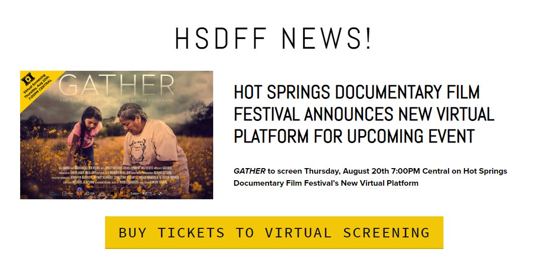 13thGenFilm's tweet photo. In the lead up to the 29th Annual Hot Springs Documentary Film Festival, HSDFF will host a virtual pre-festival screening of the film GATHER (d. Sanjay Rawal) on August 20th at 7:00PM CT.
Details: 👉 https://t.co/imXqd4lUBR
#HSDFF #HSDFF2020 #film #filmfestival #virtualfilmfest https://t.co/pazwPxwpGC
