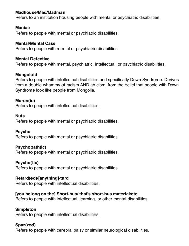 - while i don’t feel comfortable saying these words, i have screenshotted a list of them below if you want to learn more (and also some alternatives to use instead too!)