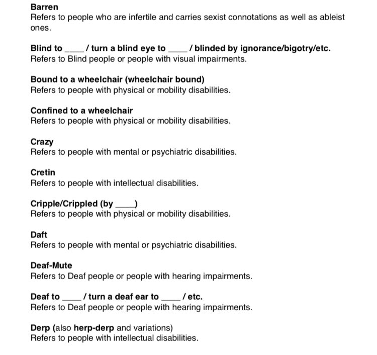 - while i don’t feel comfortable saying these words, i have screenshotted a list of them below if you want to learn more (and also some alternatives to use instead too!)