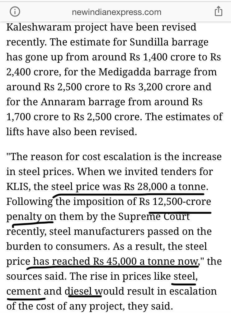 NEVER CONFUSE EDUCATION WITH INTELLIGENCE🤦🏻‍♂️

This👇is called “INCREASE” in scope.

*16 TMC to 160 TMC storage⬆️

*3 more Barrages & Pumphouses R&R⬆️

*Steel, Concrete & Diesel prices⬆️

*Timeline of 8 yrs⬆️

Infact, completing #KLIS in record time has lowered the cost.

@KTRTRS