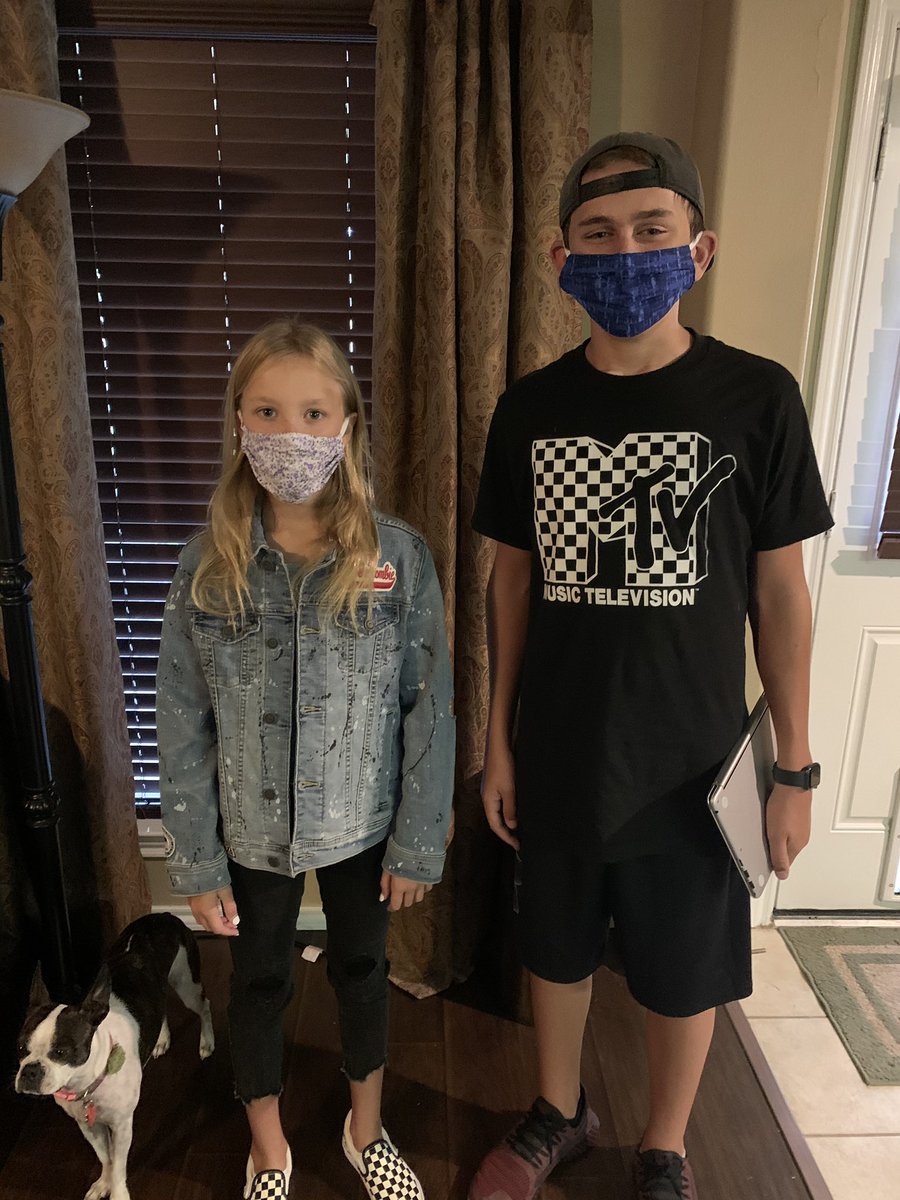 KIrish_CE's tweet photo. First day of school pictures looked a little bit different this year! The kids rocked their classes today and were so excited to see their teachers and friends on zoom!  Hello @HumbleISD_KHS , @HumbleISD_CMS , and @HumbleISD_MBE ....We are all so pumped about our new schools!!! https://t.co/z08CkO5JPX