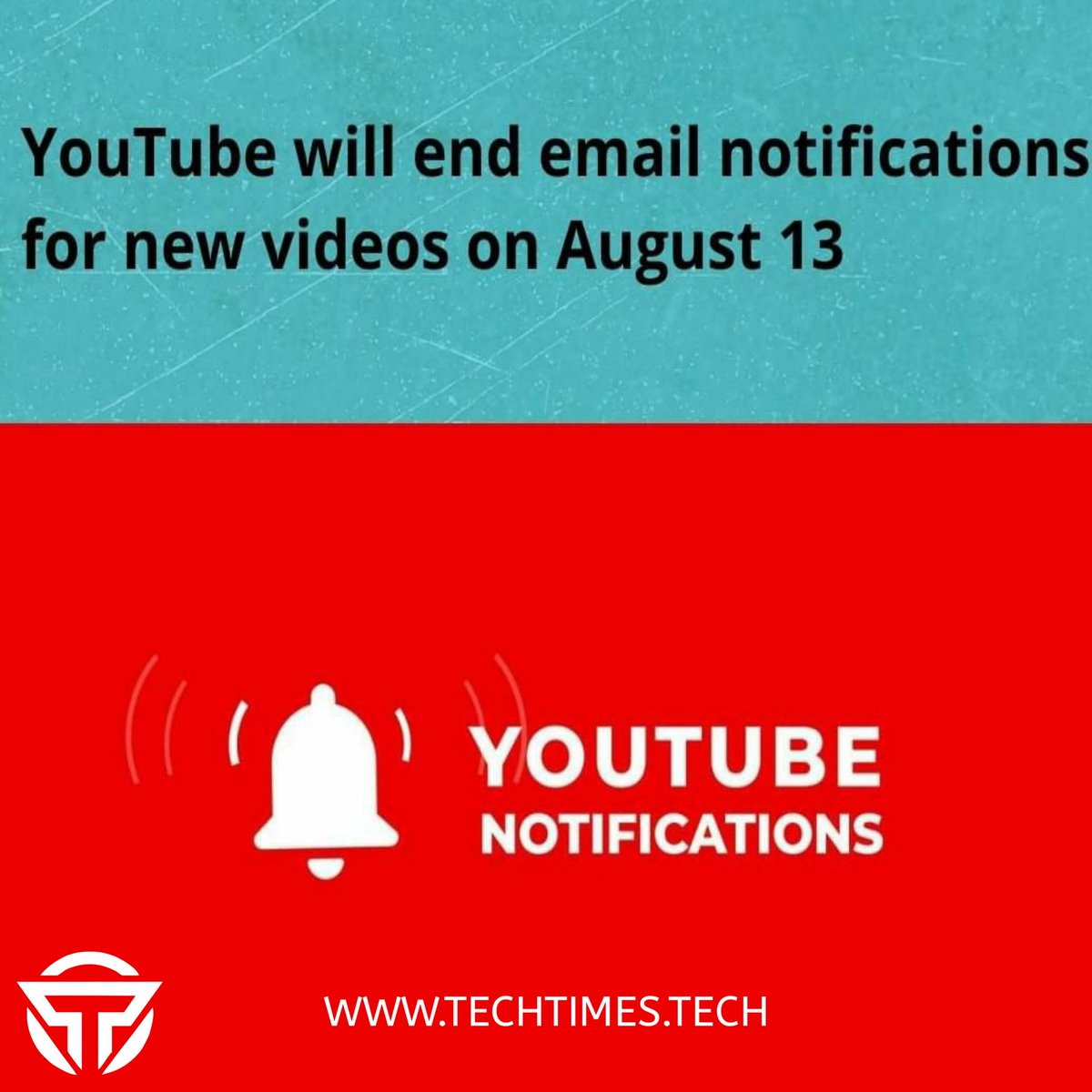TECHTIMES_'s tweet photo. YouTube to stop sending email notification for new videos!
@YouTube #YouTube #BreakingNews #techtimes
#india #usa https://t.co/HhQ0SAXiv8