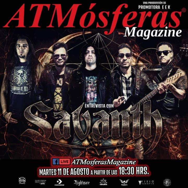 SavanthMx's tweet photo. Savanth Entrevista En Vivo por ATMósferas Magazine
Martes 11 de Agosto
6:30 pm
Gira de Medios

#Savanth #Pacto  #ATMósferasMagazine

Savanth Discos DenverOficial

Raven Picks CONVERSE  Interferencia IMER  ATMósferas Magazine Promotora EEK Ciudad Tattoo Mexico Nahualoe https://t.co/KnY1em23PR