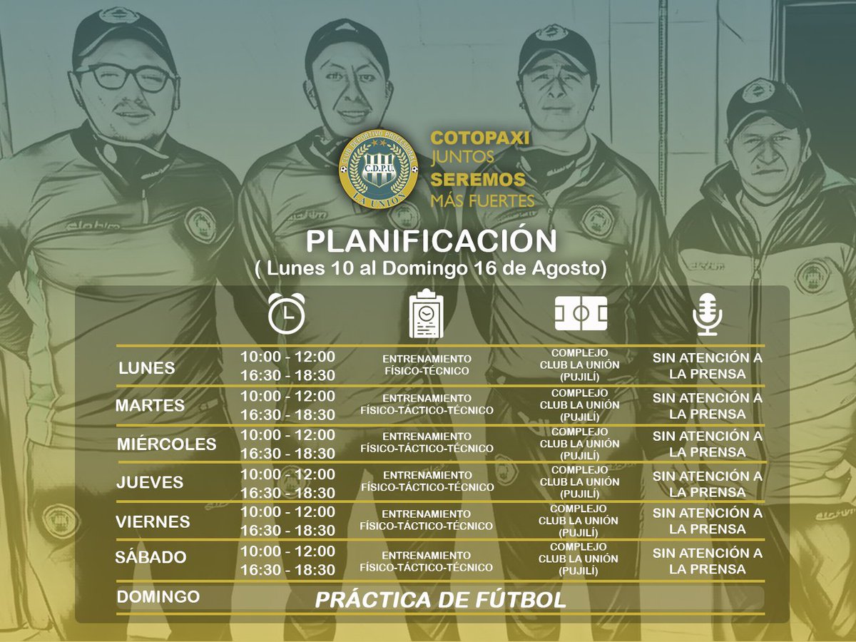 Club_La_Union's tweet photo. 🕴️ SEGUIMOS PREPARÁNDONOS 🕵️

Planificación semanal del profesor Nexar Zambrano.

#MásFuerzaMásUnión #SomosLaUniónDeCotopaxi https://t.co/2wyqoHXd1T