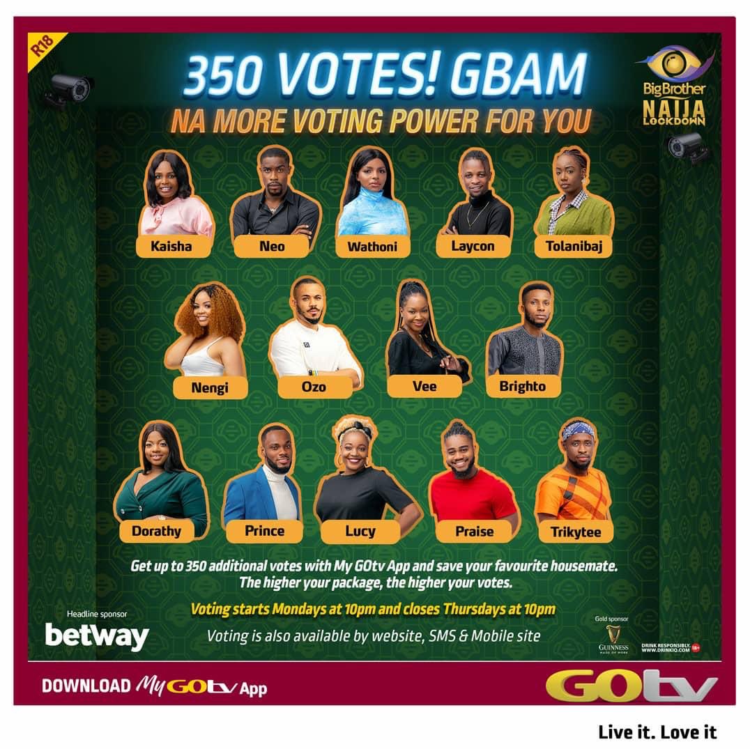You claim to be the biggest fan of your favourite #BBNaija housemate then Vote to keep them in the house 🙄

Start voting using the #MyDstvApp or #MYGOtvApp It is actually very easy to use, and fun fact, the higher the votes you're entitled to