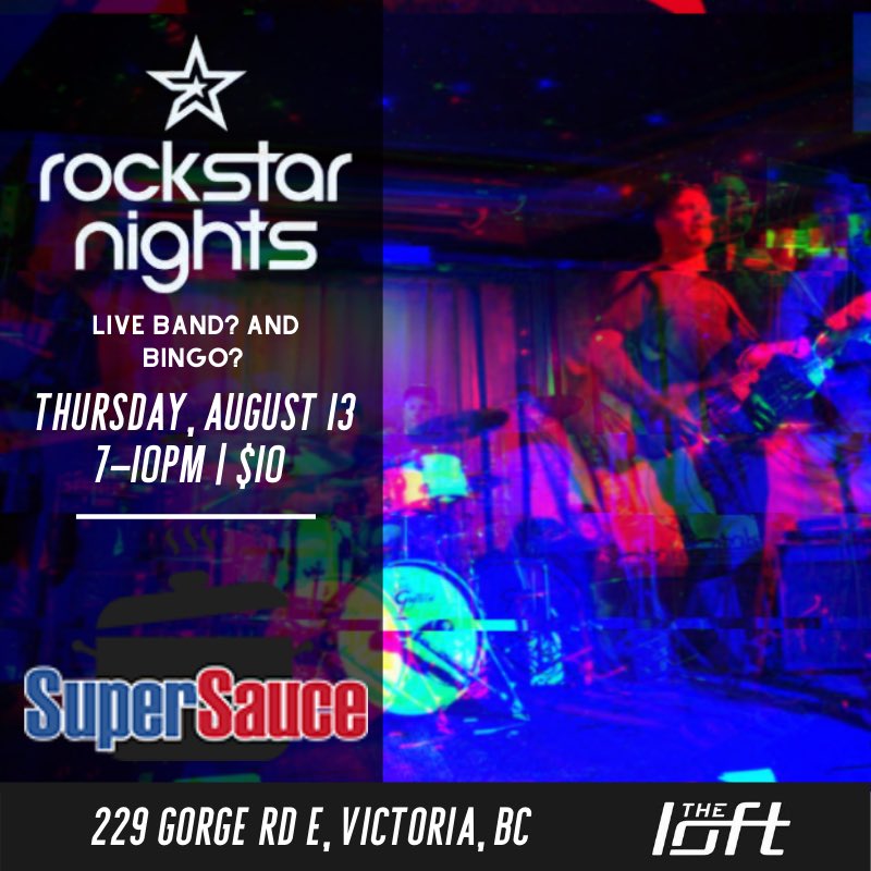 Don’t miss the “Rockstar Nights” event this Thursday where SuperSauce will be taking the stage. There will be live music and band bingo— Be sure to bring your smart phone! Once the shenanigans are over, stay the rest of the evening for SuperSauce’s 80’s to Modern Rock Party.