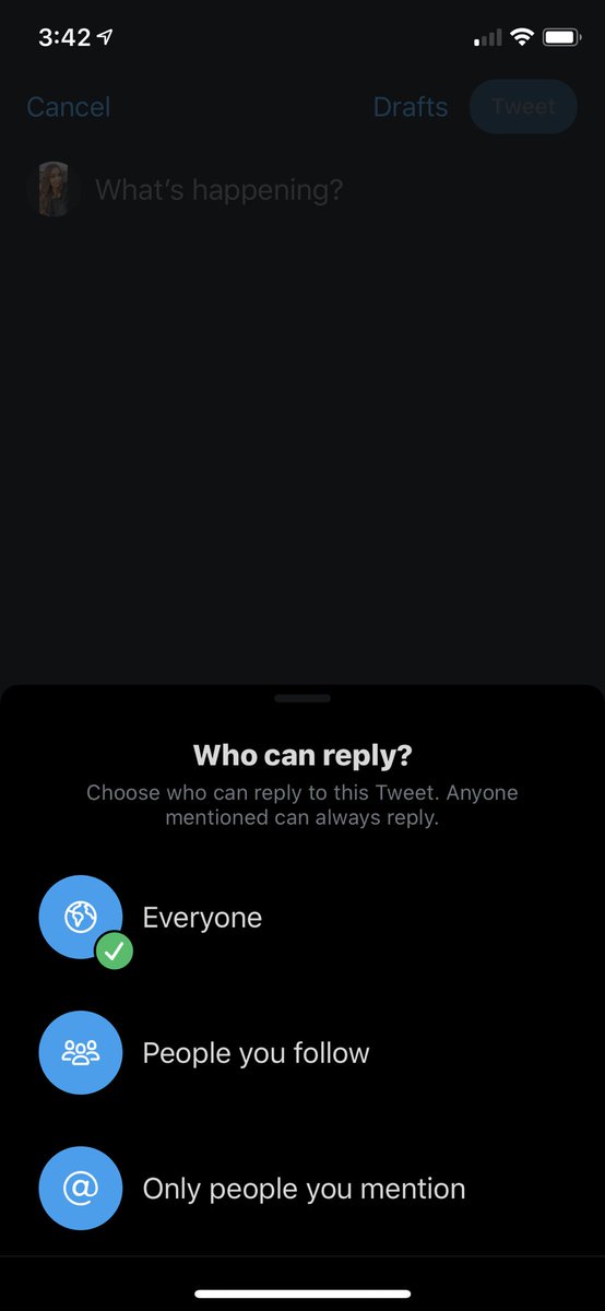 sristee44's tweet image. Now you can actually choose who can reply to your tweets!!!!! What are your thoughts on this? I think I can used to this 😉😉 @Twitter #TwitterUpdate #TwitterFeature