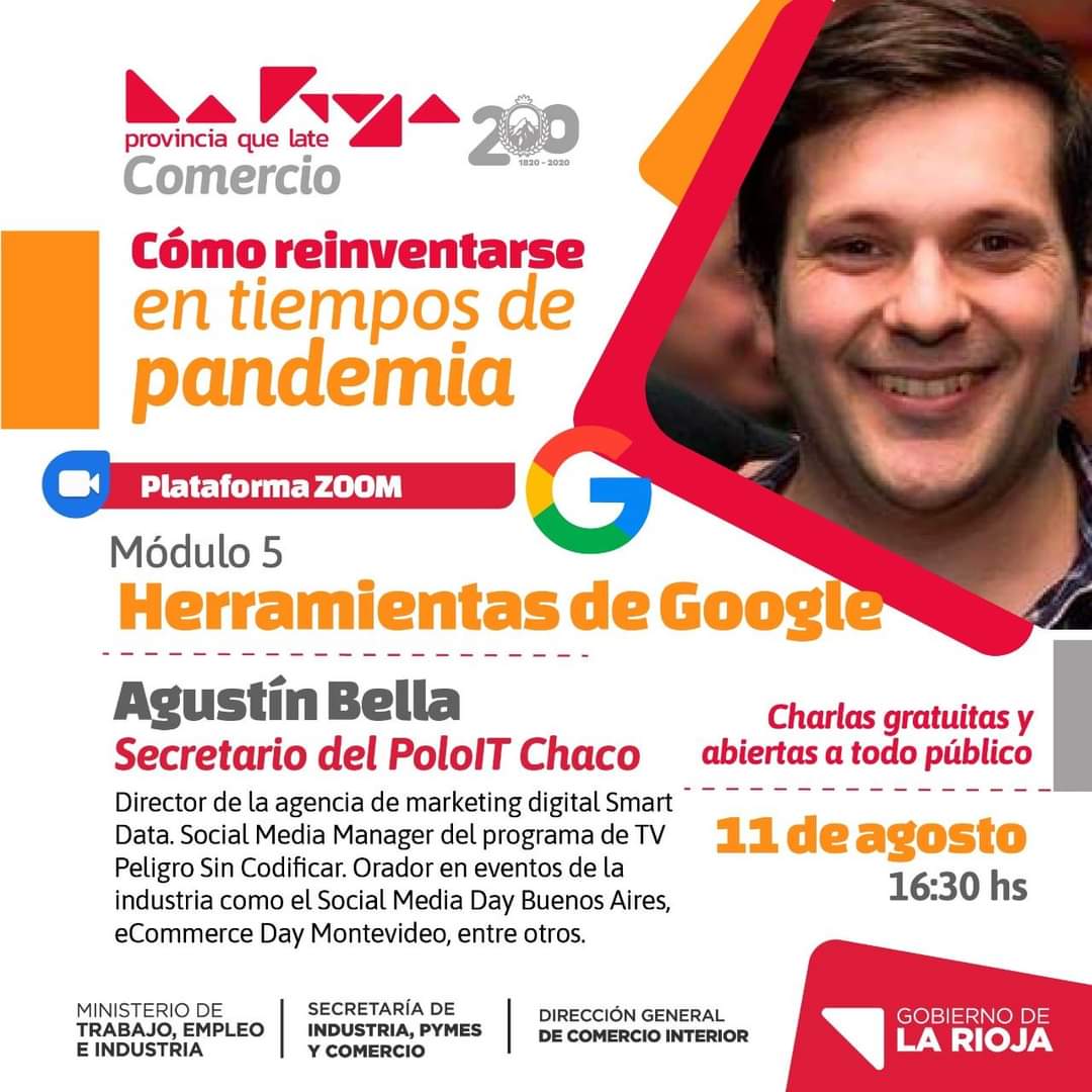 smartdatamkt's tweet image. ¡Hoy es el último módulo! Los esperamos a las 16:30 para presentar Herramientas de Google para Emprendedores! Gracias a la Secretaría de Industria, Pymes y Comercio de la provincia de La Rioja por la invitación.
Zoom ► us02web.zoom.us/j/2728738105