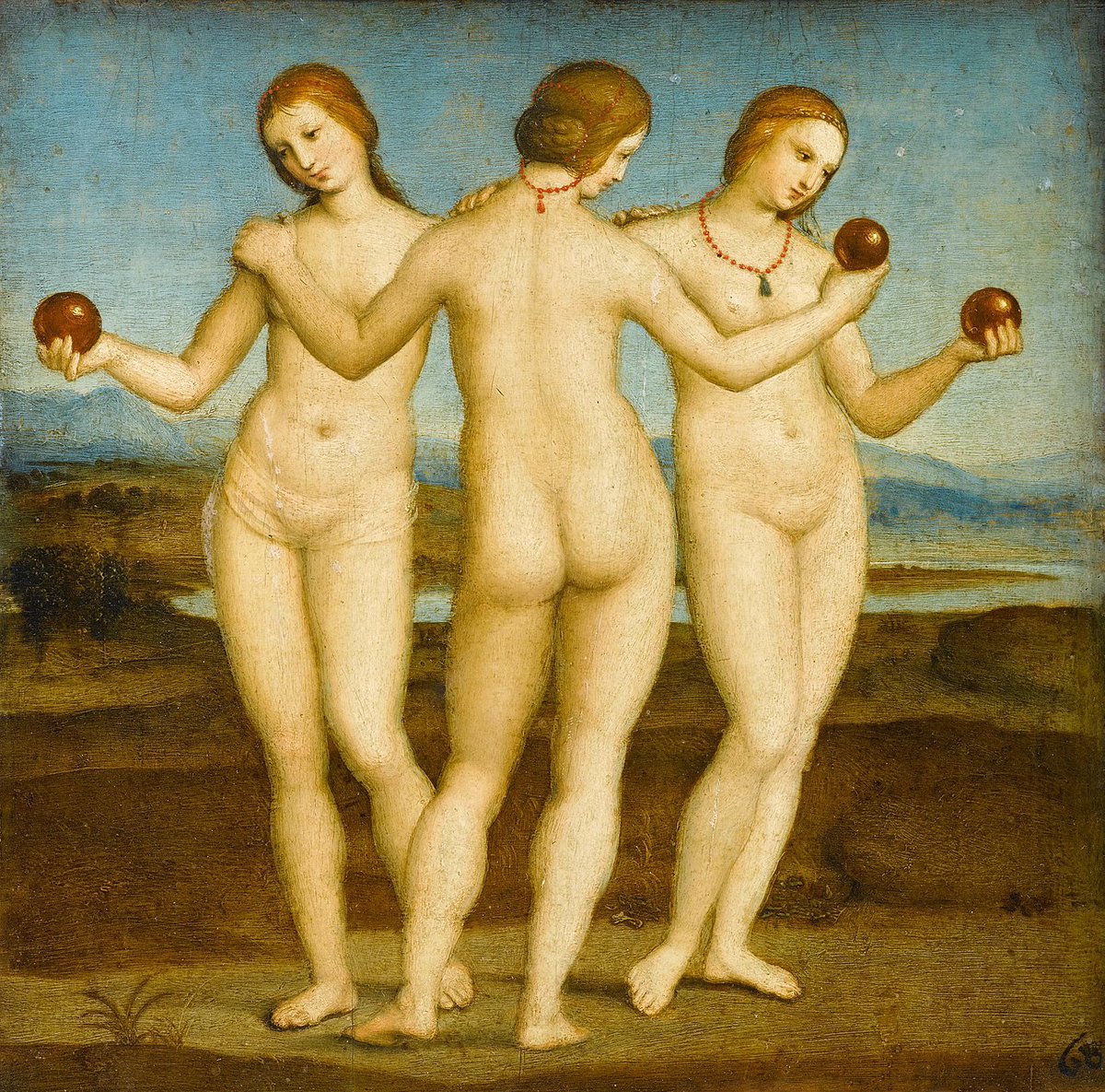 WIFTP1's tweet photo. The Three Graces 1503-1505 by Raffaello Sanzio da Urbino

The Graces are goddesses of beauty, charm, nature and good will they are often thought to be daughters of Zeus. Their main roles are that of attendants to other gods organizing feasts and celebrations.

#art #nude #Greek https://t.co/pqGyBlvIIF