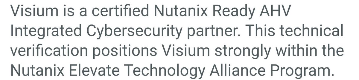  $VISM Full integration takes time, it pays to be ahead of the curve. Visium and Nutanix have since expanded their partnership !!