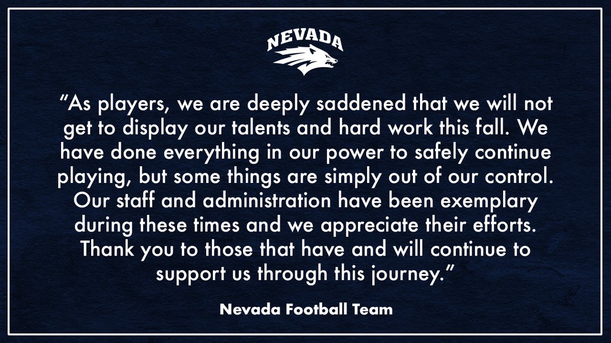 The 2020-21 Nevada football team stands united as our players have issued the following statement.
#BattleBorn // #NevadaGrit