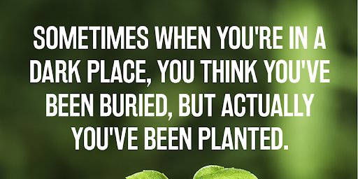 Sometimes when you're in a dark place, you think you've been buried, buy actually you've been planted.
#Blessings #Quotes
