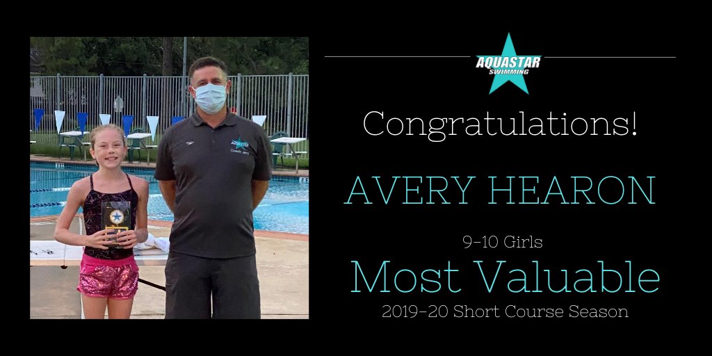 Avery qualified to swim 7 individual events at TAGS in March. She finaled in 5 events swimming a total of 7 personal best times &amp; scoring 59 points for Aquastar! Her top 10 finishes include:

5th-50 Fly and 100 Fly
7th-50 Free and 100 Back
10th-50 Back
 
#SwimWithTheBest