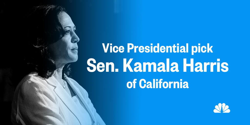 BREAKING: Joe Biden picks California Sen. Kamala Harris as his VP running mate. NBCNews.com