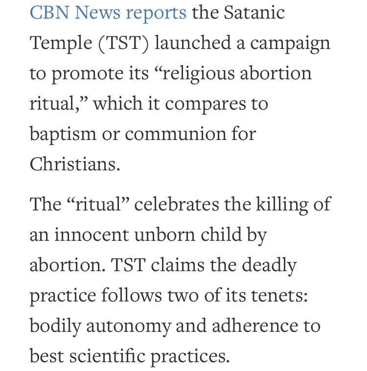 Had already mentioned this article in a thread on pagans and witchcraft, but it fits this thread as well. The Temple mentioned sells tickets for an auction with the grand prize being an abortion, read the article for details to be aware of that craziness  https://www.lifenews.com/2020/08/07/satanic-temple-raffles-off-free-abortion-to-promote-killing-babies-as-religious-rituals/