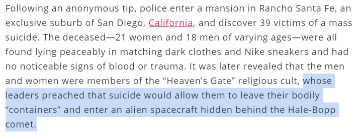 best case scenerio, it's seen that she's sick and people move to help her...but in a cult setting, the leaders are rarely questioned. Remember the Heaven's Gate cult-suicides? that story rings scarily close to home in this delusion's fantasies.