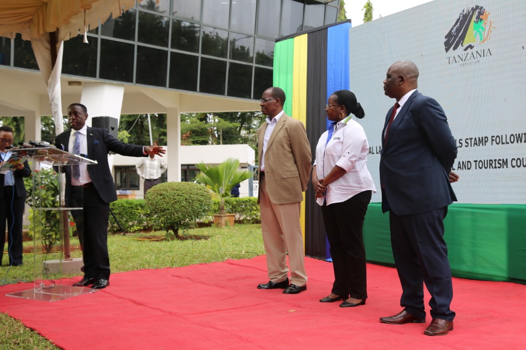 TTBTanzania's tweet photo. Various senior government officials from the Ministry of Natural Resource and Tourism addressing the congregation during the official launch of the Safe Travels Stamp following the endorsement from the @WTTC
at the Tanzania Tourism Board's headquarters in Dar- es-salaam. https://t.co/y5yvcgGAQX