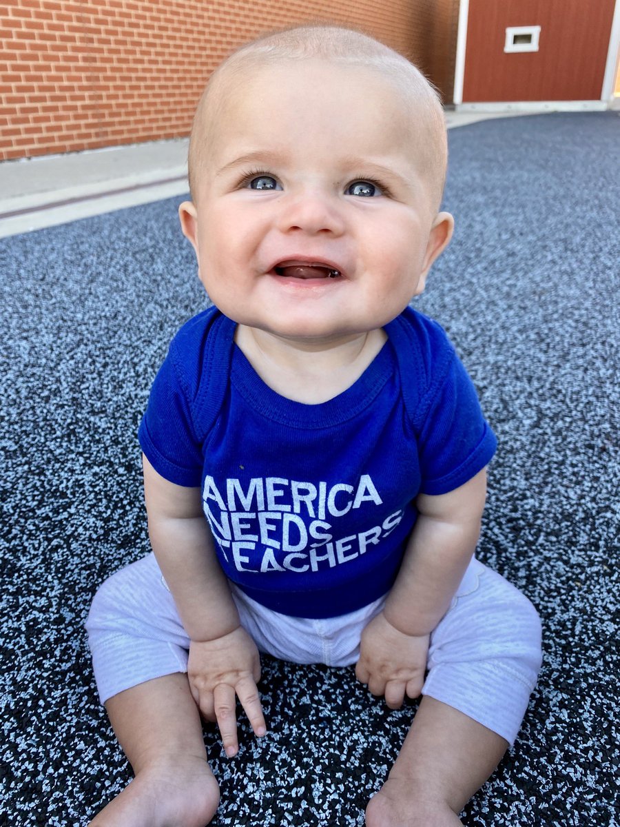 MsENWebb's tweet photo. Baby Watson gets it... America needs teachers! 🍎 @RAYGUNshirts https://t.co/bYF2GMwtti