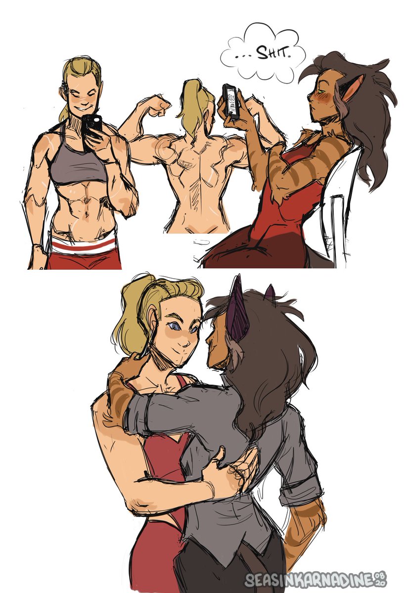 SeasInkarnadine's tweet photo. Catra finds adora's instrgram account and it's all muscle shots and workout videos https://t.co/HHc6suW17m