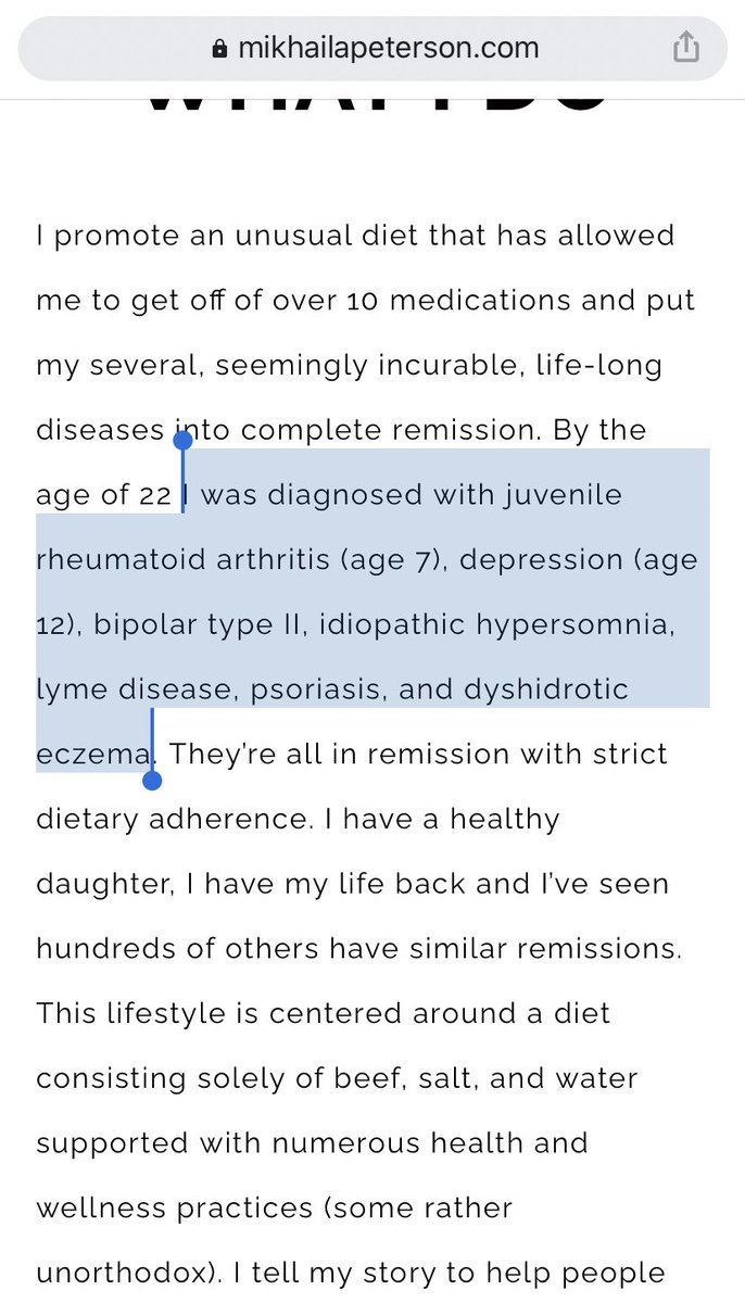 Mikhaila started “The Lion Diet” which consists of only eating Beef, Salt, & Water.Although this verges on an eating disorder, Mikhaila claimed that it cured many of her health problems.She even announced that she stopped taking her medications, including an anti-herpes drug