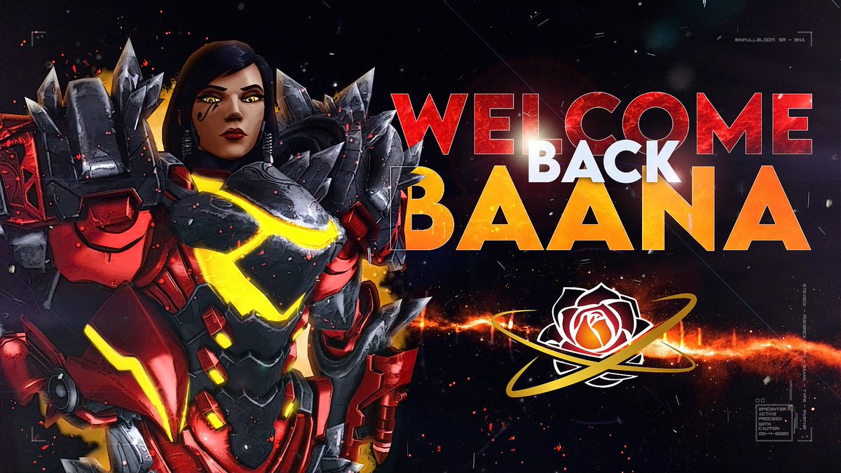 SaturnRose_OW's tweet photo. Welcome back to our Flex DPS @1Baana! 

🎨 Graphic by @localmaverick7 
#InFullBloom https://t.co/WBg7r8pGrD