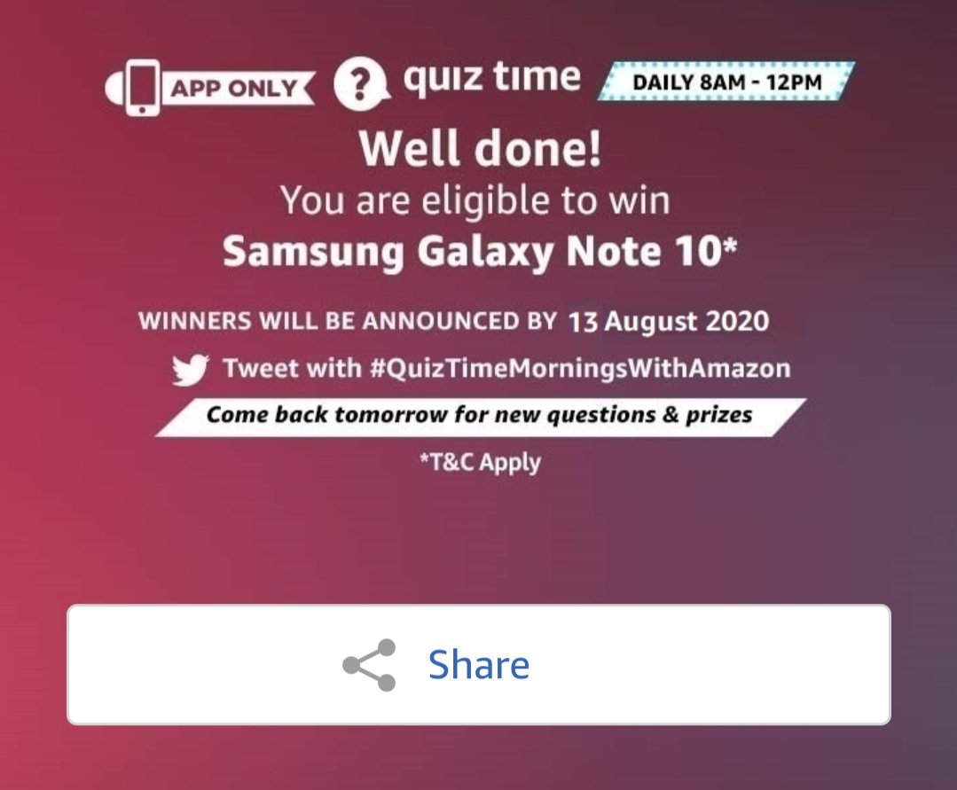 vikramk41009703's tweet photo. #QuizTimeMorningsWithAmazon https://t.co/m4TGHzFxxL