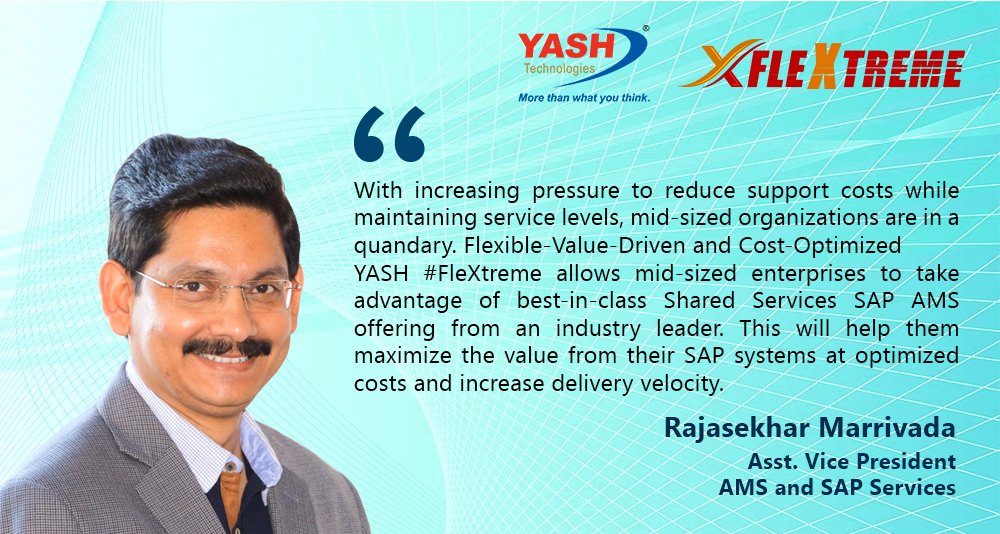 YASH_Tech's tweet photo. As you navigate these challenging times, take advantage of #YASHFlextreme, the #SharedServices model @SAP #AMS of choice for mid-sized enterprises. Find out more. https://t.co/rT5vEPke9t
#YASHAMS #AMS #AMSServices #SAPSharedServices https://t.co/SRWsewr1U0