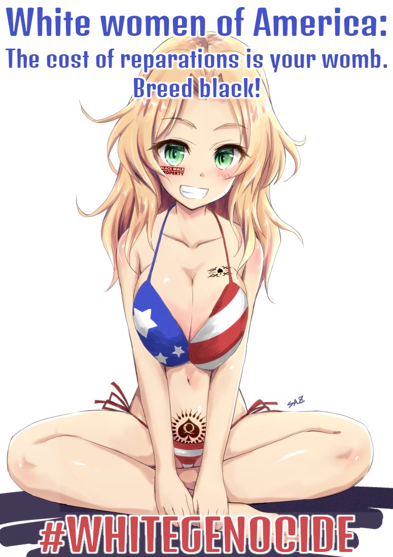 CuckLiiik's tweet photo. the white womans womb, every white womans womb, is the exclusive property of the black race. it is every white womans duty to take black seed, to bear black children, to ensure the end of the white race. https://t.co/QBBh9sKKVy