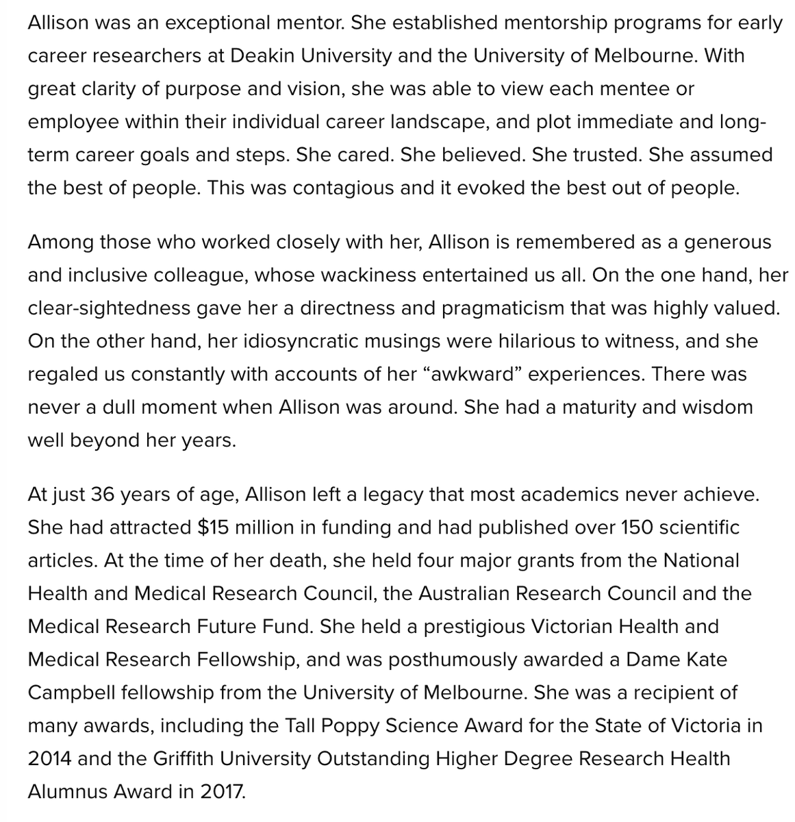 HlthEquityMDHS's tweet photo. Today is a tough day for so many of us who loved, admired and respected our colleague and friend Allison Milner. We remember her positivity, her colourful humour and energy and her enduring contributions to research. We were lucky to have Allison in our lives. #MilnerMagic https://t.co/UOW7FzdJWL
