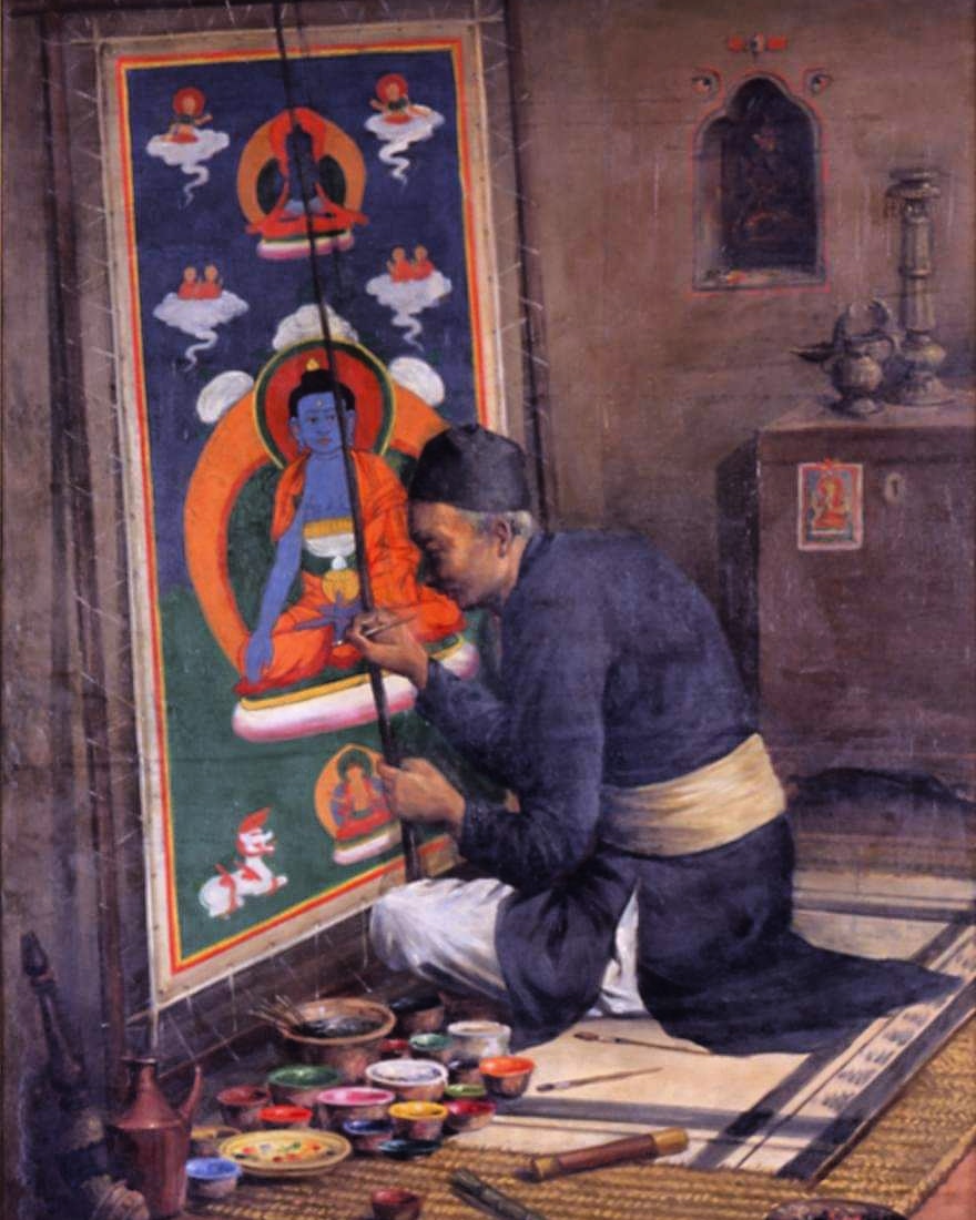 GNepaliMuseum's tweet photo. "Tribute to my forefather"
Tej Bahadur Chitrakar
1966, Oil on Canvas
Currently in the collection of Fukuoka Asian Art Museum
Now displaying in #GlobalNepaliMuseum
#GNM #virtualmuseum #database #archive #nepaliobject
#heritage #history #culture
#museum
#nepaliartist https://t.co/0znne2LzOH