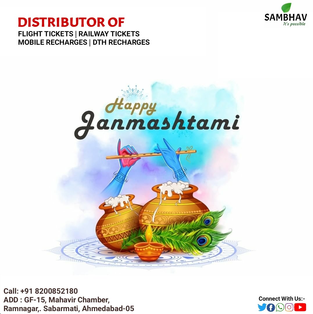 Sambhav_Service's tweet photo. May the divine grace of Lord Krishna be with you today and always.

Sambhav Services wishes you Happy Janmashtami!!! https://t.co/uSBfU0fZXA