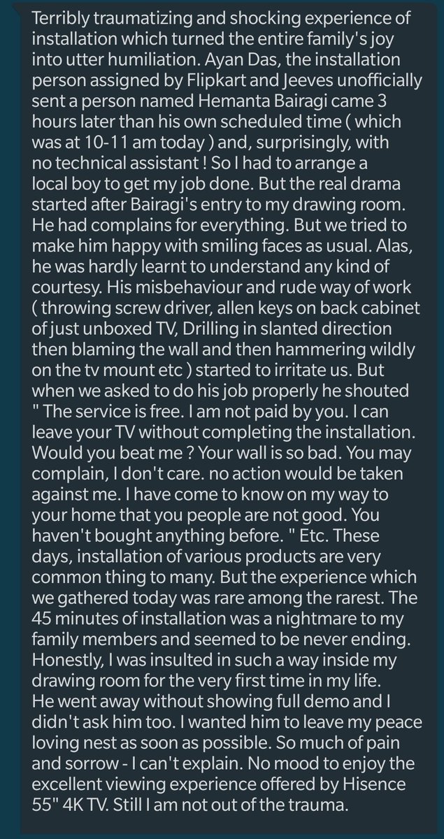 twitt_chayan's tweet photo. @flipkartsupport @Flipkart @Flipkart @flipkartsupport Read the horrible experience. I want proper justification &amp; strict action.Revert if you are still the same Flipkart that we have been using for years with assured reliability. https://t.co/GVTMrCMbiK